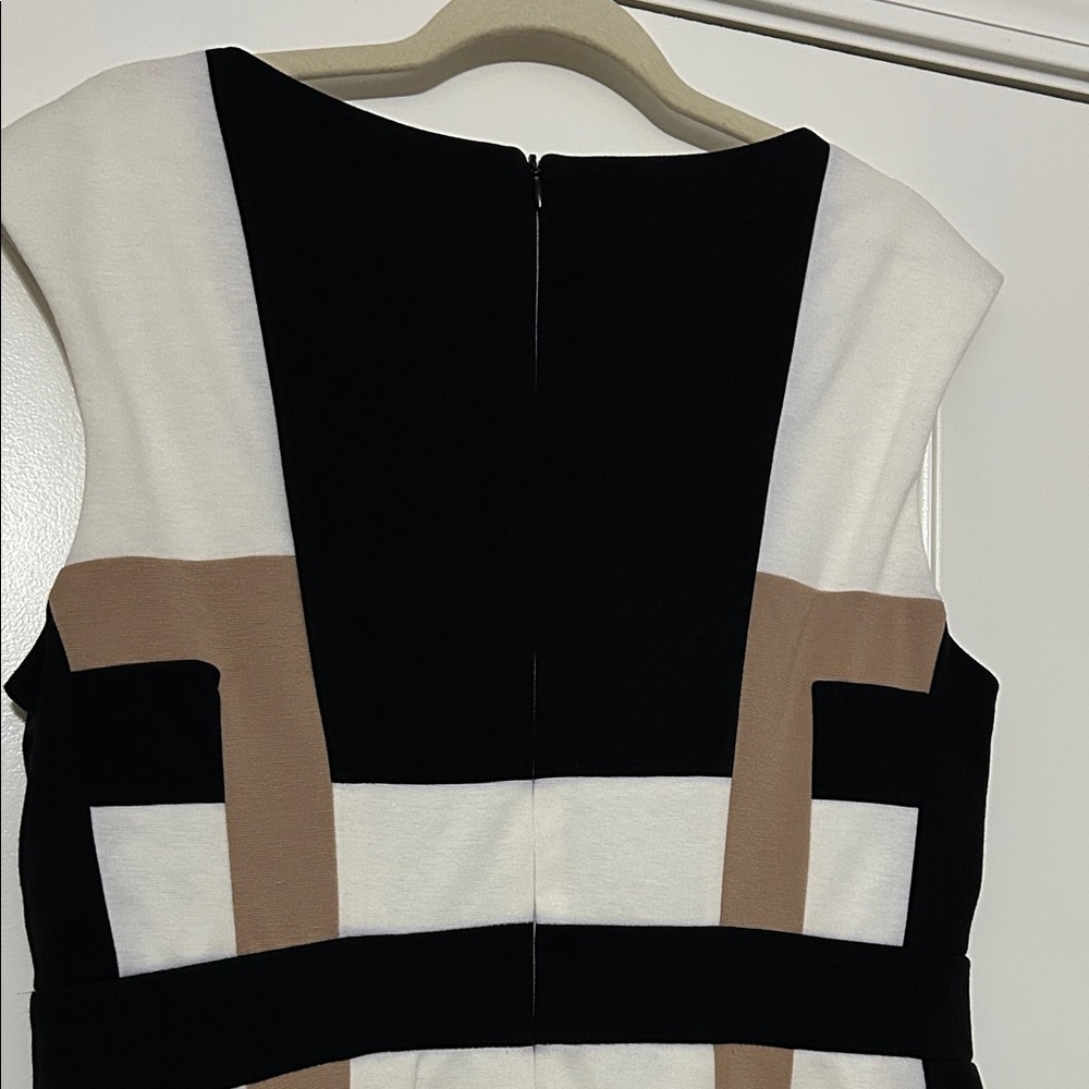 Maggy London Black and White Mini Dress with Tan Accents - Picture 4 of 5
